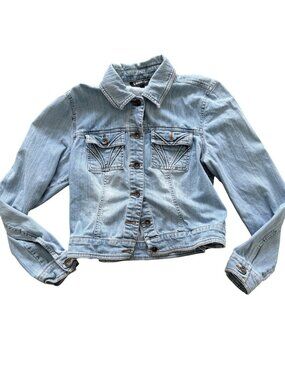 Contrast Jeans Womens Light Wash Denim Trucker Jacket Blue Medium CA 00655